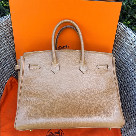 Authentic HERMES BIRKIN 35 natural brown Togo leather gold hardware with charm - Picture 3 of 16